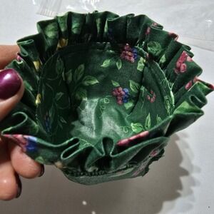 Longaberger CHIVES Basket‎ Liner Emerald Vine Green Floral New